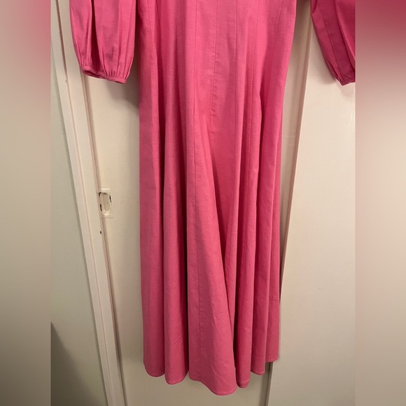 STAUD Swells Puff-Sleeve Midi Dress in Wild Orchid, Size 4 - Picture 7 of 9